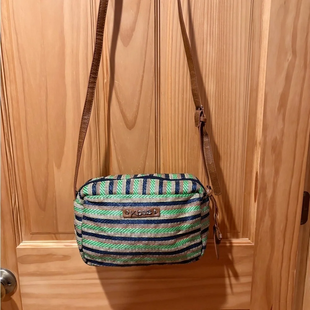 KBAS crossbody bag blue, green, tan